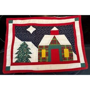 Set of 12 Vintage Quilted Christmas Placemats House Tree Stars American Pacific